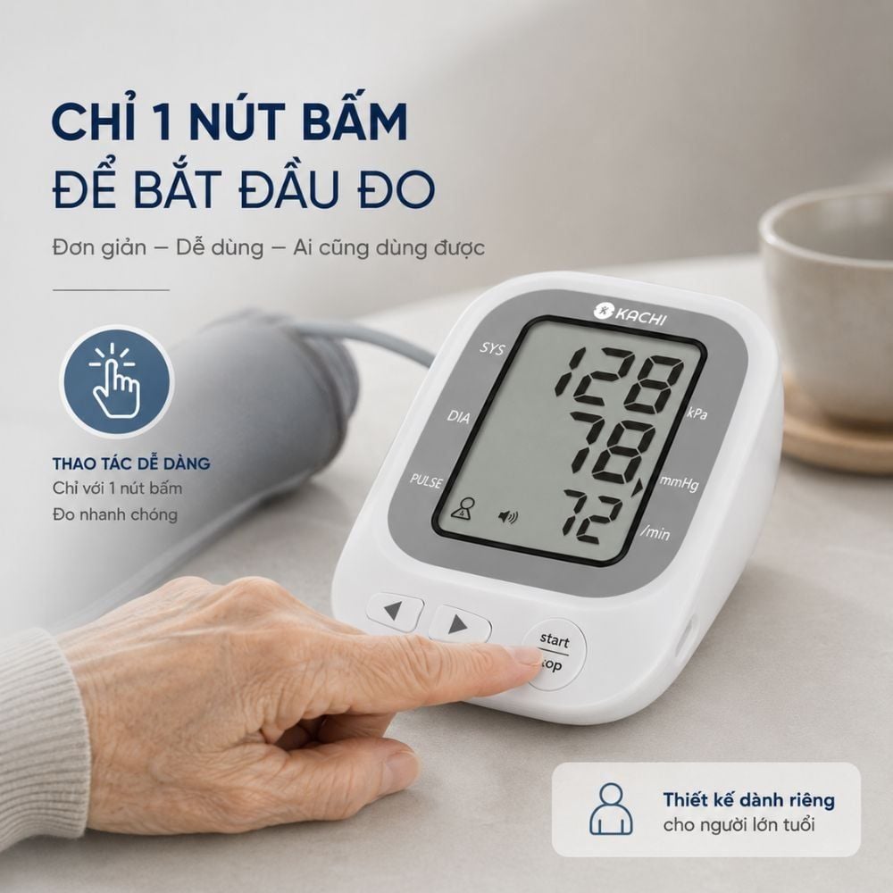 Máy đo huyết áp bắp tay Kachi JN-163B MK | Trợ lý AI đọc kết quả tiếng Việt | Hỗ trợ người cao tuổi mắt kém
