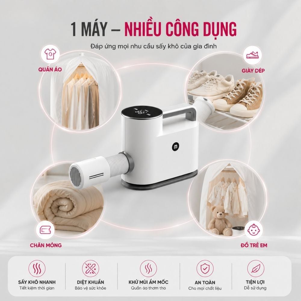 Máy Sấy Quần Áo UV Mishio MK308 – Sấy Khô, Khử Mùi, Hỗ Trợ Khử Khuẩn Cho Cả Gia Đình