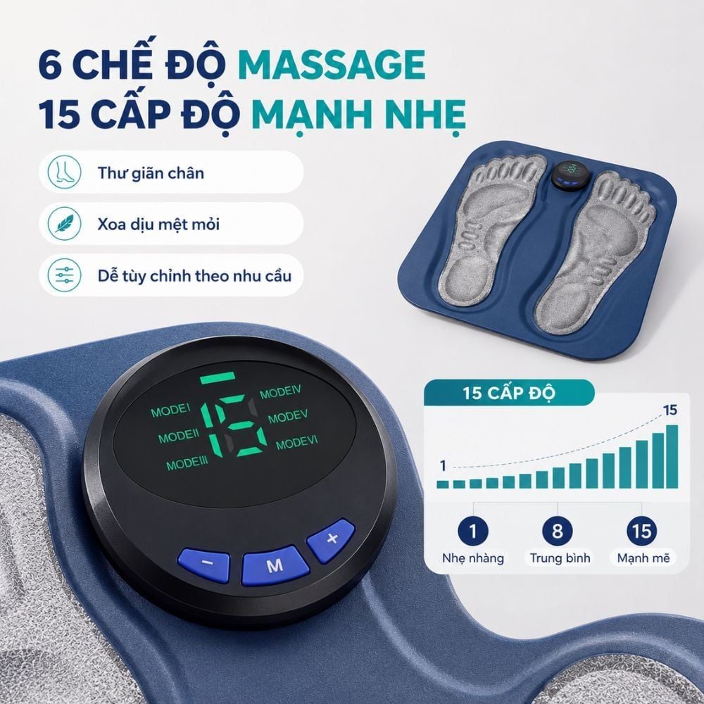 Thảm Massage Chân Xung Điện Kachi MK424 Pin Sạc - Giảm Đau Mỏi, Cải Thiện Tuần Hoàn Máu