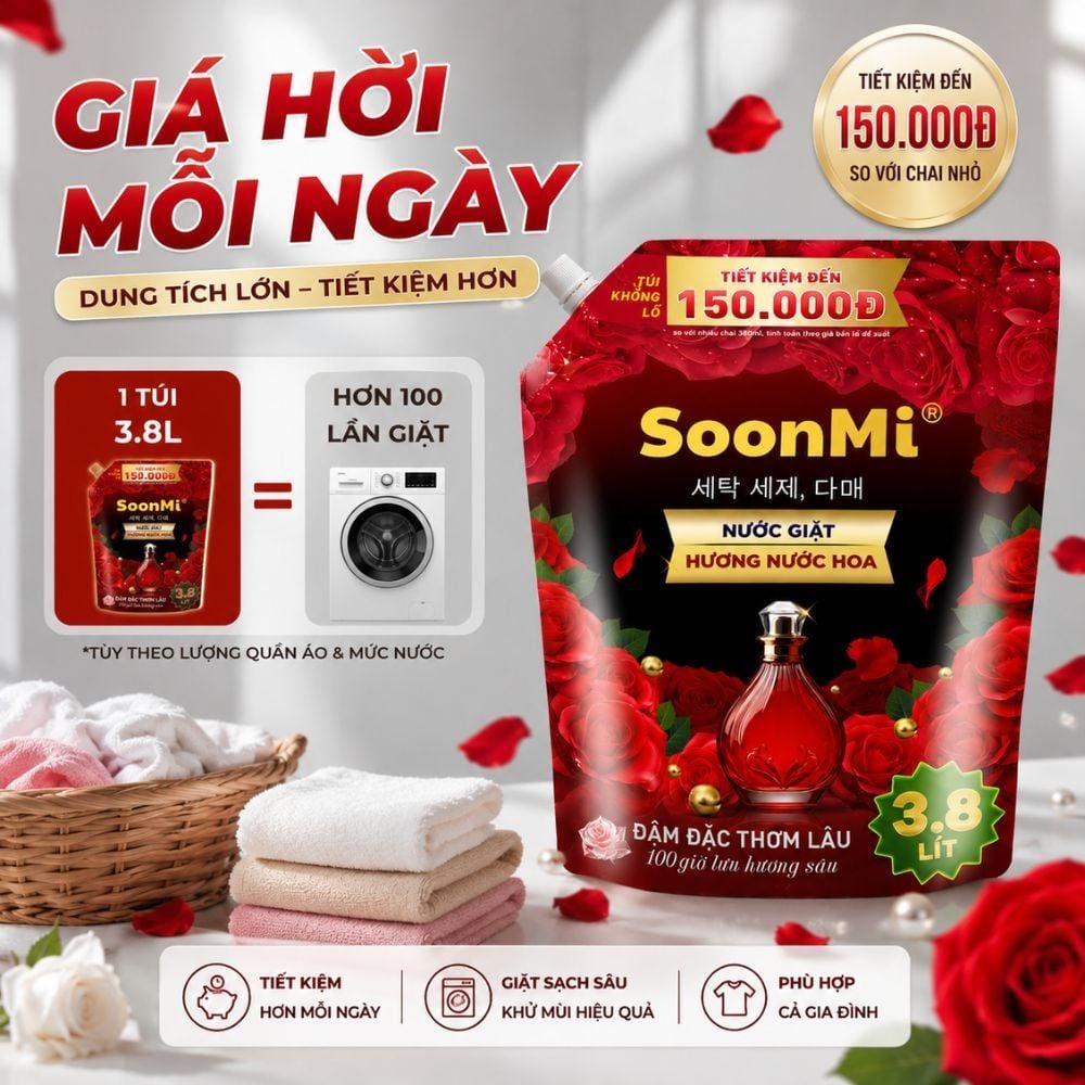 Hình ảnh chi tiết: Nước giặt hương nước hoa Soonmi túi lớn 4KG – Dung tích 3.8L MK