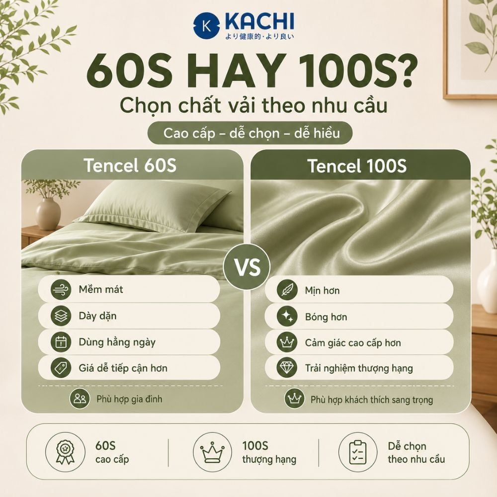 Hình ảnh chi tiết: Bộ Drap Lụa Tencel 100% – Mát Lạnh, Mềm Mịn (Size 1m6/1m8 – Bọc Nệm Dày 20cm) MK445 Kachi