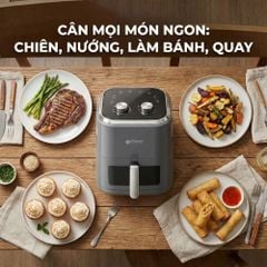 Nồi chiên không dầu 6L Mishio MK408 – Màu Xám Sang Trọng, Bảo Hành 24 Tháng