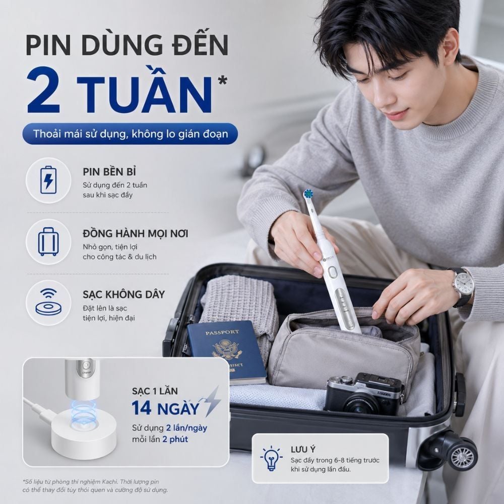 Bàn Chải Điện Đầu Xoay Tròn Kachi MK361