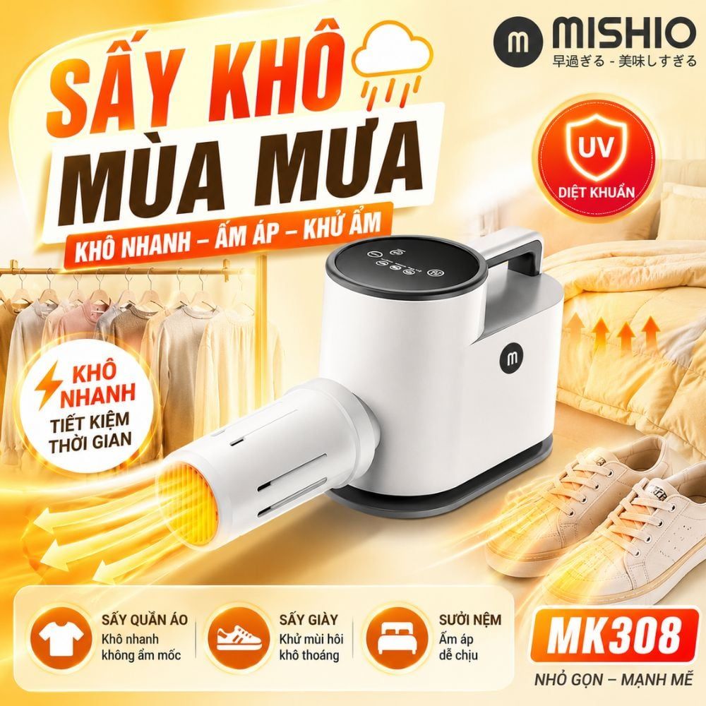 Máy Sấy Quần Áo UV Mishio MK308 – Sấy Khô, Khử Mùi, Hỗ Trợ Khử Khuẩn Cho Cả Gia Đình
