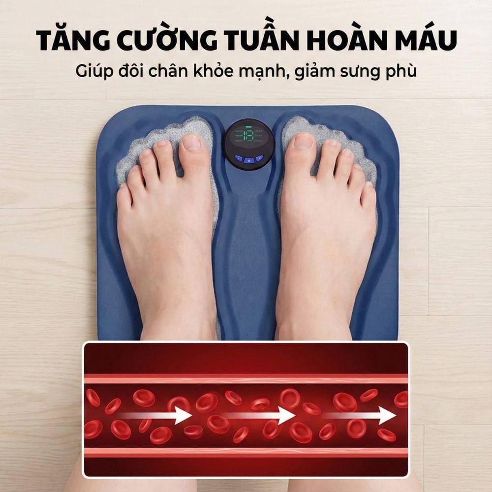 Thảm Massage Chân Xung Điện Kachi MK424 Pin Sạc - Giảm Đau Mỏi, Cải Thiện Tuần Hoàn Máu