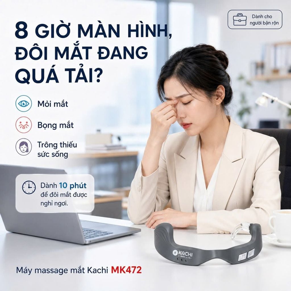 Máy Massage Mắt Kachi MK472: Giải Pháp Công Nghệ Đánh Bay Quầng Thâm và Ánh Sáng Đỏ Tăng Sinh Collagen