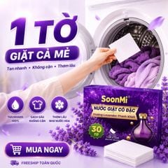 Nước Giặt Cô Đặc SoonMi Hương Lavender - Công Nghệ Giặt Tẩy Thế Hệ Mới (Hộp 30 Tờ) MK