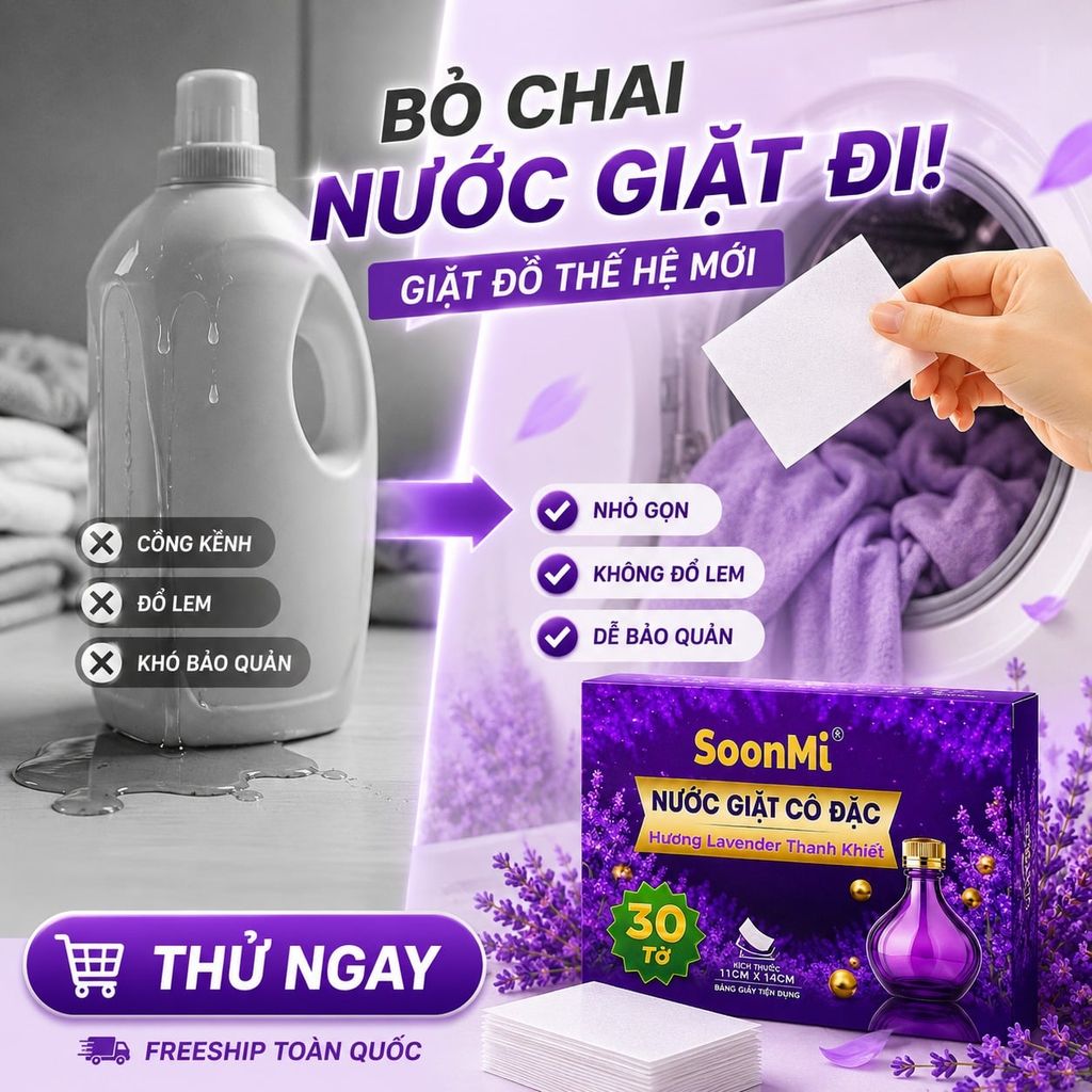 Hình ảnh chi tiết: Nước Giặt Cô Đặc SoonMi Hương Lavender – Công Nghệ Giặt Tẩy Thế Hệ Mới (Hộp 30 Tờ) MK