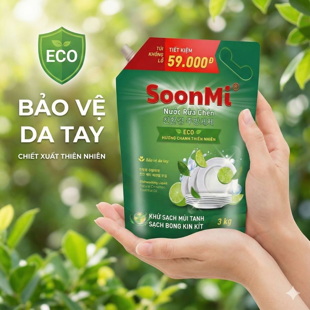Nước Rửa Chén Soonmi Hương Chanh 1.2kg & 3kg - Sạch Bong Kin Kít, An Toàn Da Tay