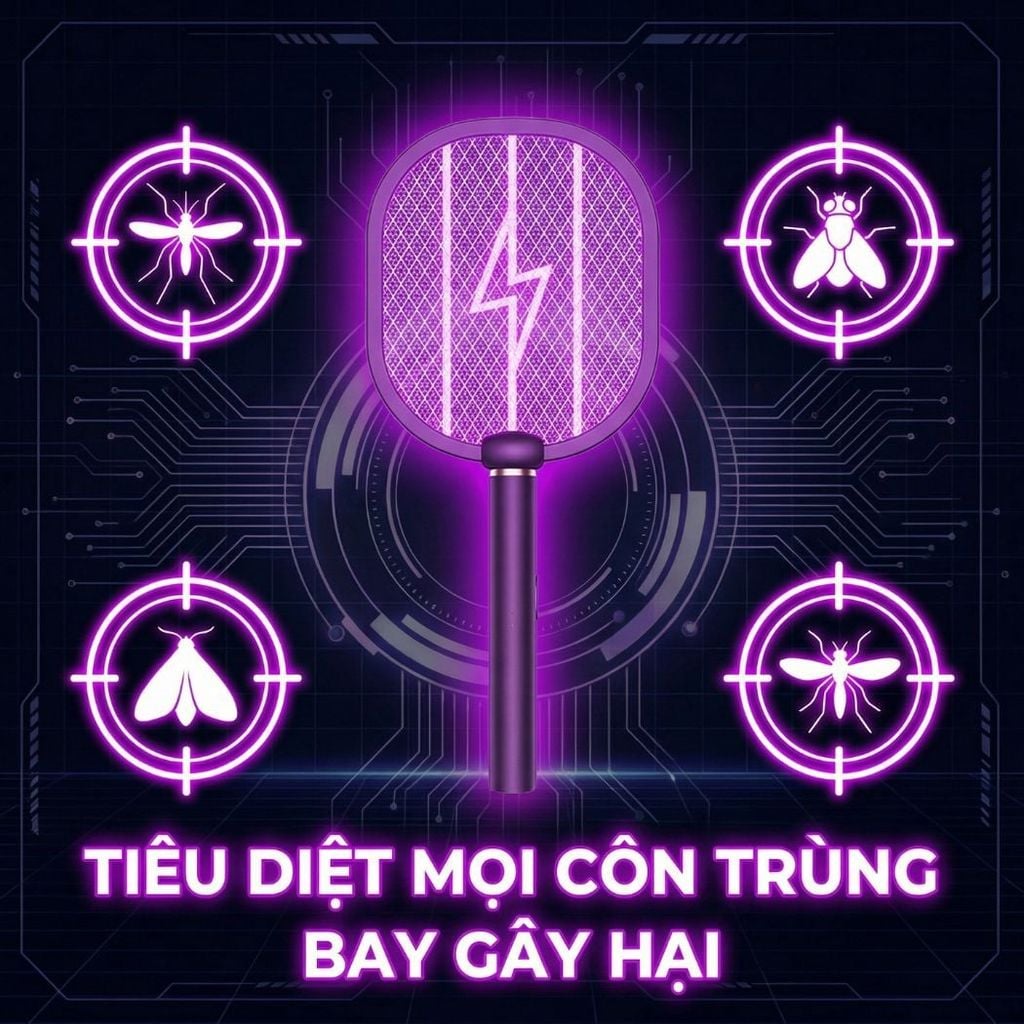 Đèn muỗi có chức năng vợt muỗi Kachi MK386 với đế sạc tích hợp