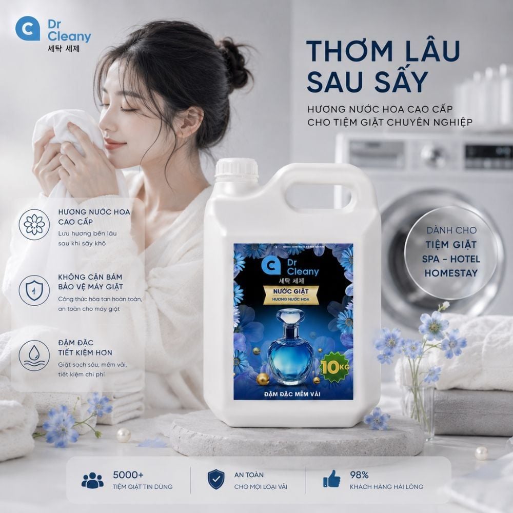 Nước giặt Dr. Cleany 10KG (Xanh) - Chuyên dụng giặt ủi, Sạch sâu MK