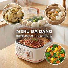 Nồi lẩu hấp thủy nhiệt Mishio MK382 khay hấp inox 304