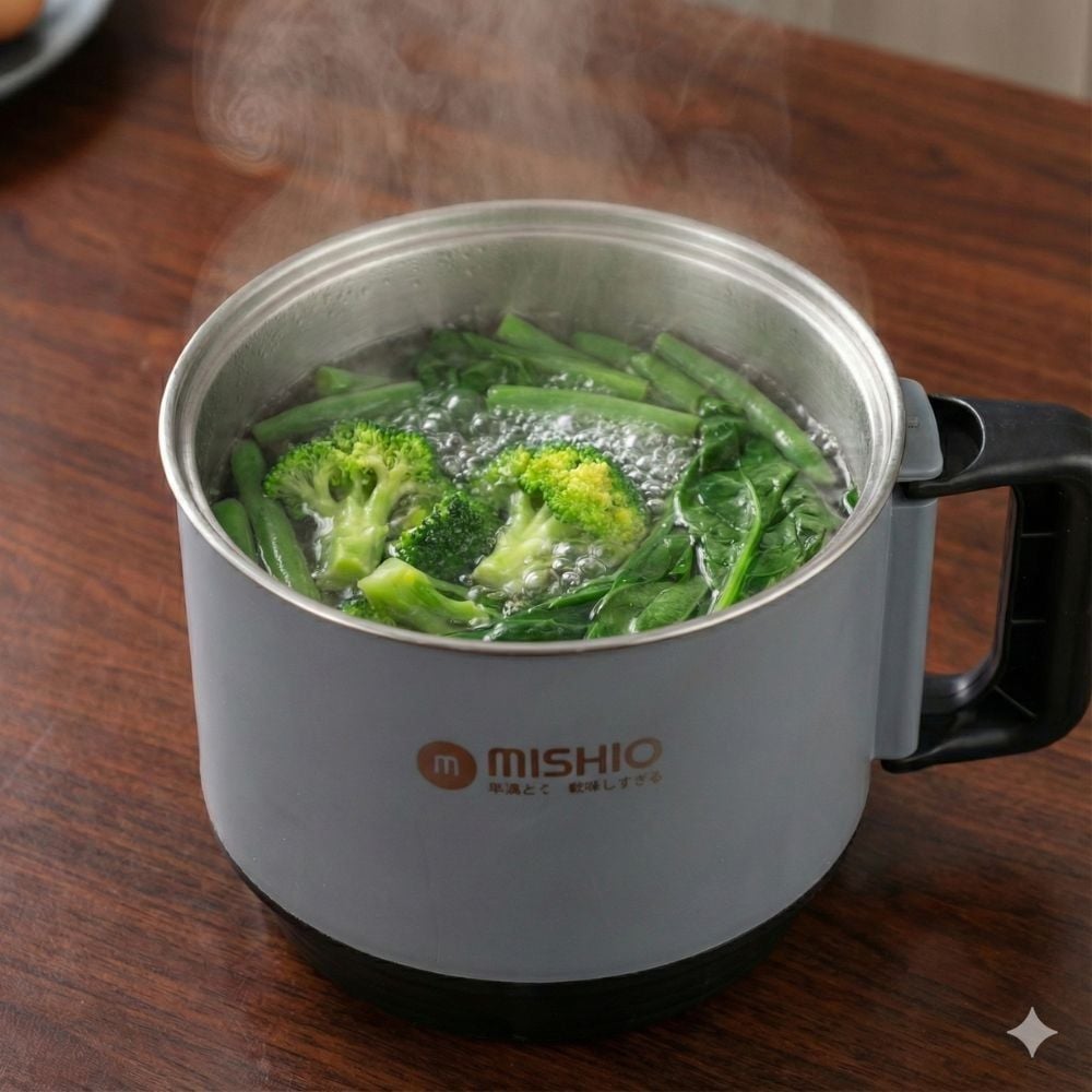 Nồi Lẩu Điện Mini 1.5L Mishio MK392 600W lòng nồi inox 304 không gỉ sét