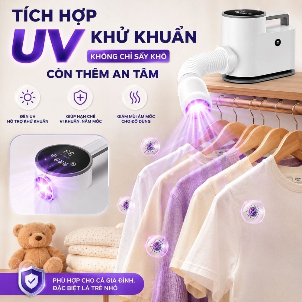 Máy Sấy Quần Áo UV Mishio MK308 – Sấy Khô, Khử Mùi, Hỗ Trợ Khử Khuẩn Cho Cả Gia Đình
