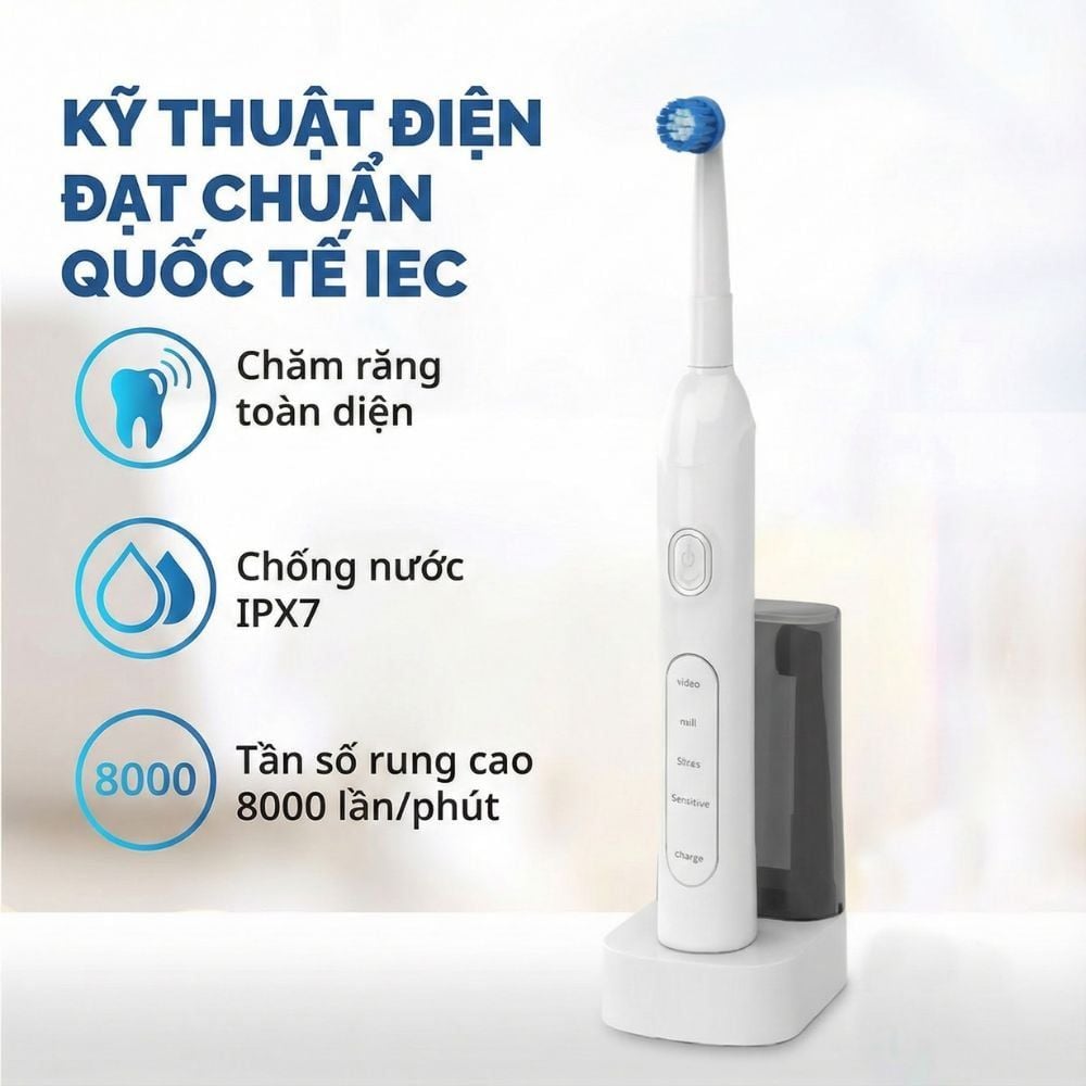 Bàn Chải Điện Đầu Xoay Tròn Kachi MK361