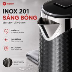 Bình đun siêu tốc Mishio MK403 / MK461 dung tích 1.8L vỏ nhựa cách nhiệt chống bỏng