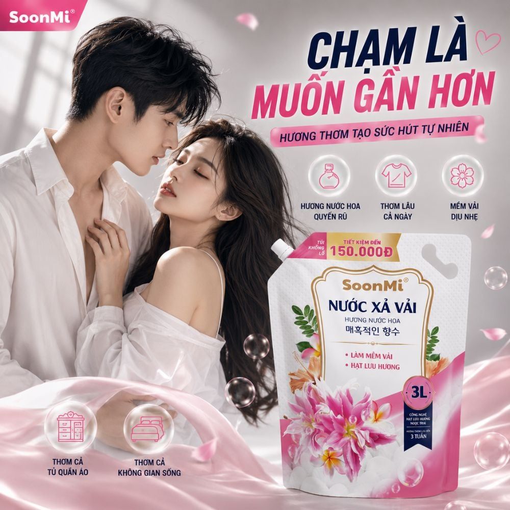 Nước Xả Soonmi 3kg: Bí Quyết Quần Áo Mềm Mại, Ngát Hương Suốt 3 Tuần MK