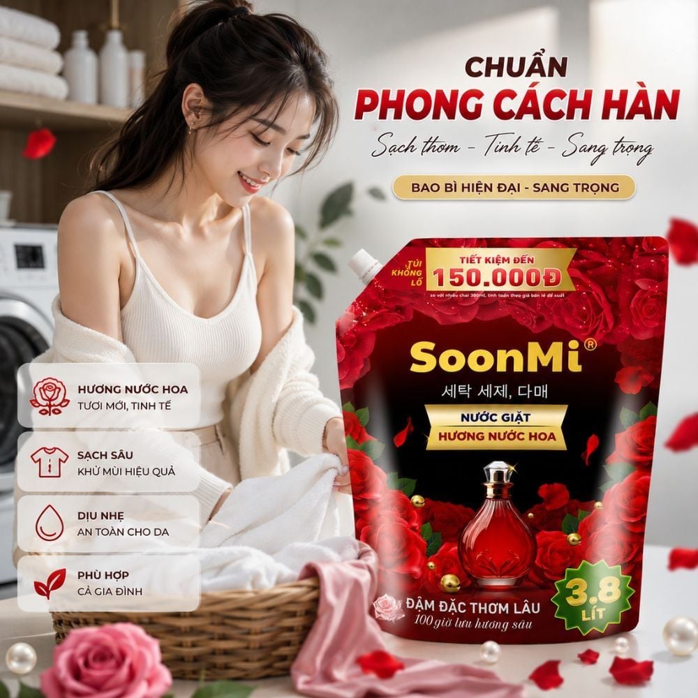 Hình ảnh chi tiết: Nước giặt hương nước hoa Soonmi túi lớn 4KG – Dung tích 3.8L MK