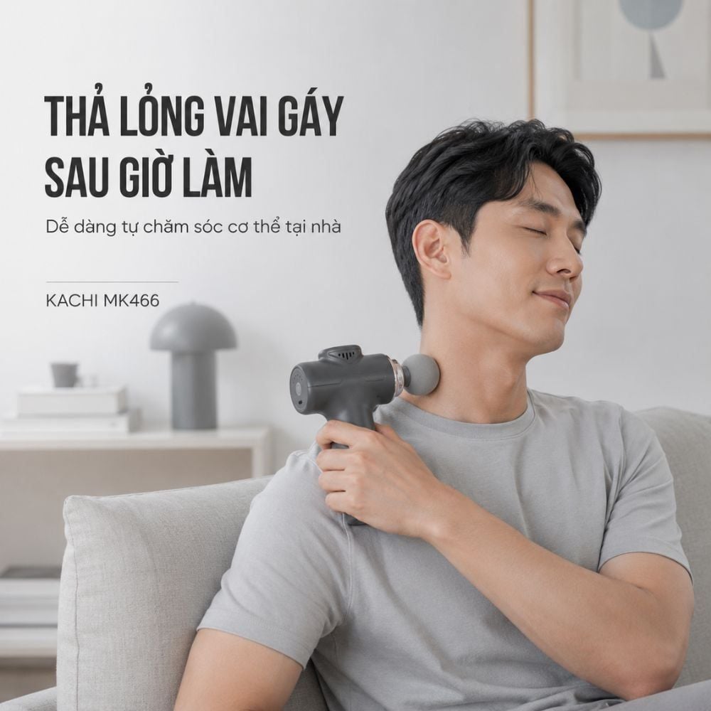 Súng Massage Cầm Tay KACHI MK466 Công Suất 20W - 4 Đầu Massage Giảm Đau Cơ Sâu