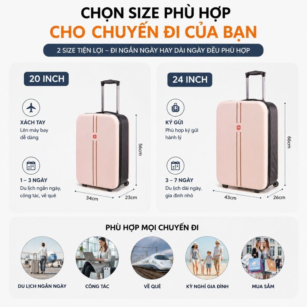 Vali Du Lịch Xếp Gọn MK356 24 Inch – Gọn Khi Cất, Tiện Khi Đi