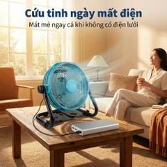 Quạt Để Bàn Tích Điện Kachi MK443 – Gió Turbo Mạnh Mẽ, Xoay 360 Độ, Thiết Kế Di Động Đa Năng