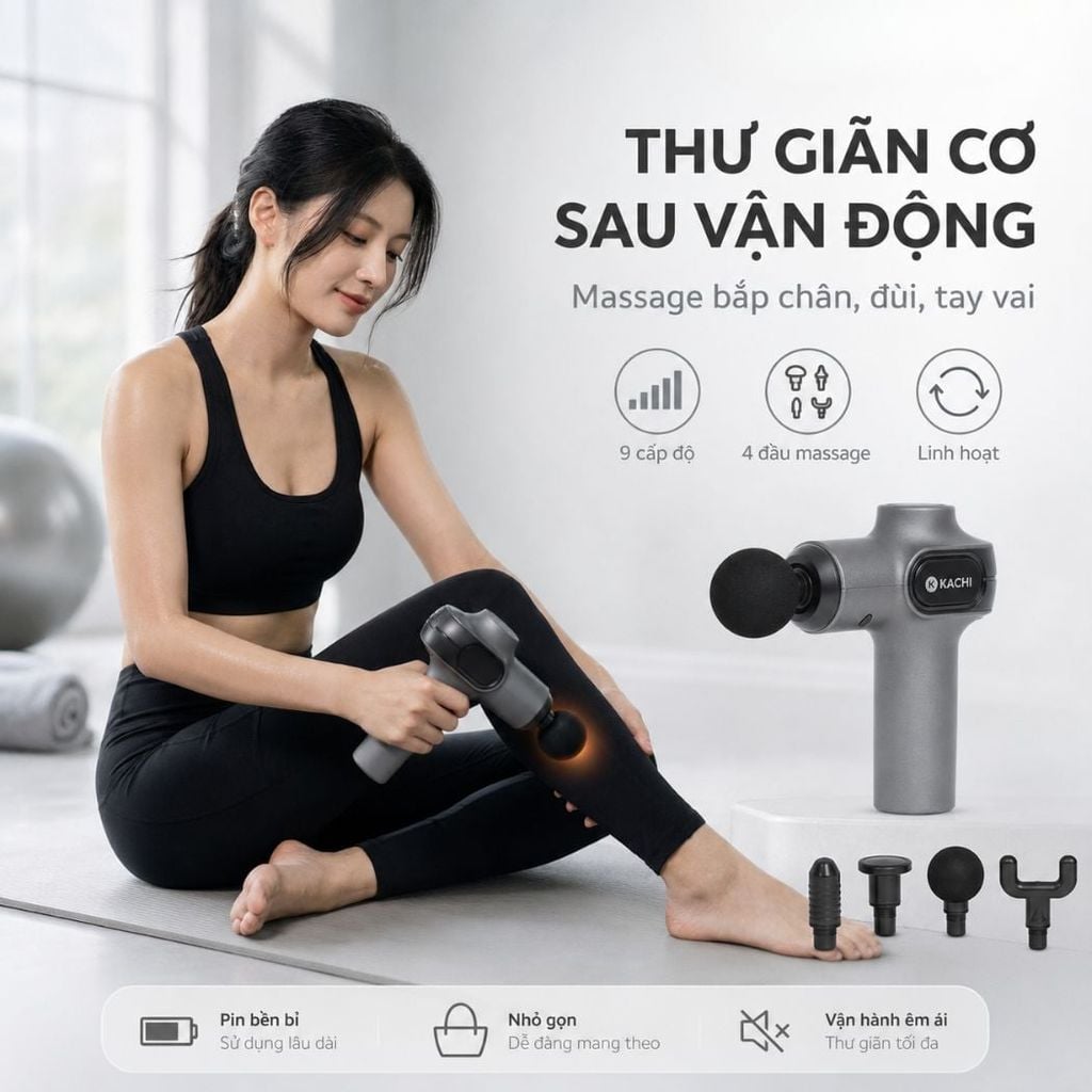 Máy massage cầm tay Kachi MK377 với 9 cấp độ rung