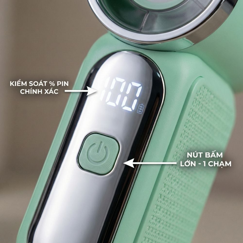 Quạt Cầm Tay Mini Kachi MK441 - Pin Khủng 3000mAh, Màn Hình LED Hiển Thị, 6 Cấp Độ Gió (Bảo Hành 18 Tháng)