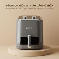 Nồi chiên không dầu 6L Mishio MK408 – Màu Xám Sang Trọng, Bảo Hành 24 Tháng