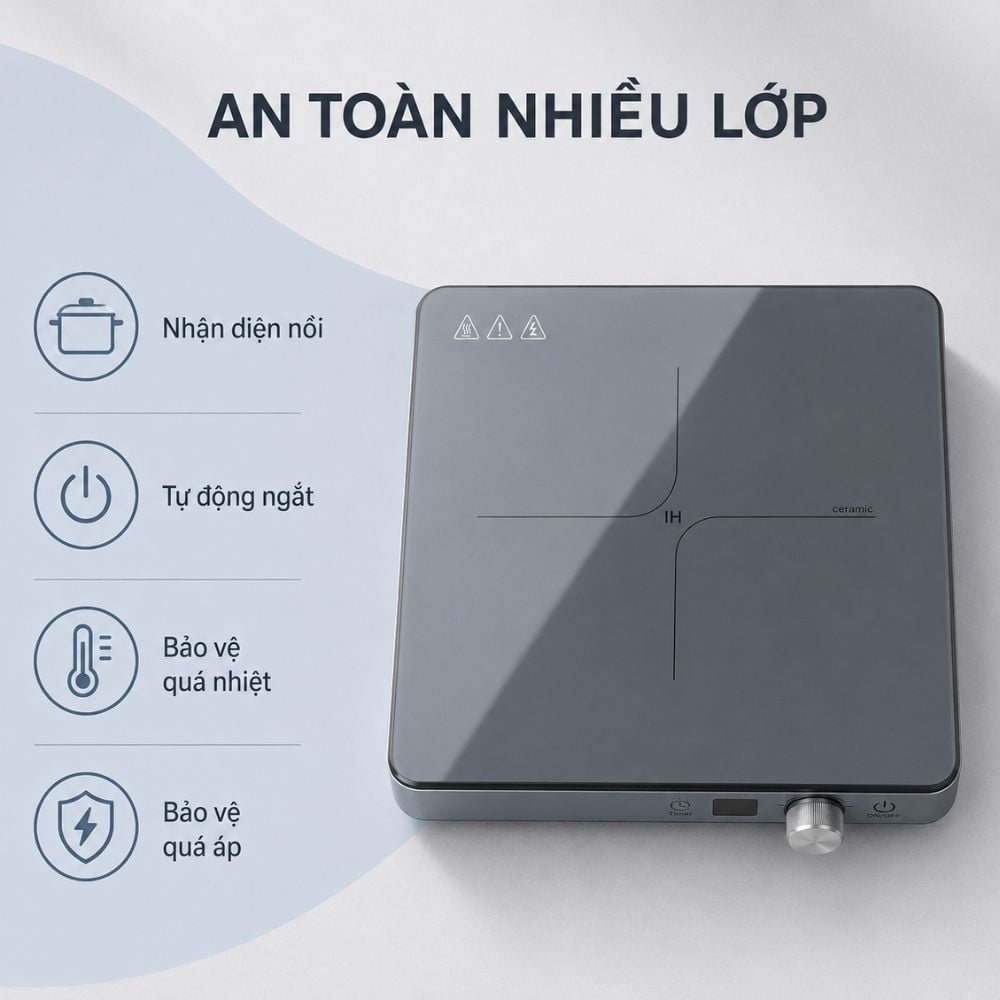 Bếp Từ Đơn Mishio MK448 Công Suất 2000W - Mặt Kính Kanger Hạng A