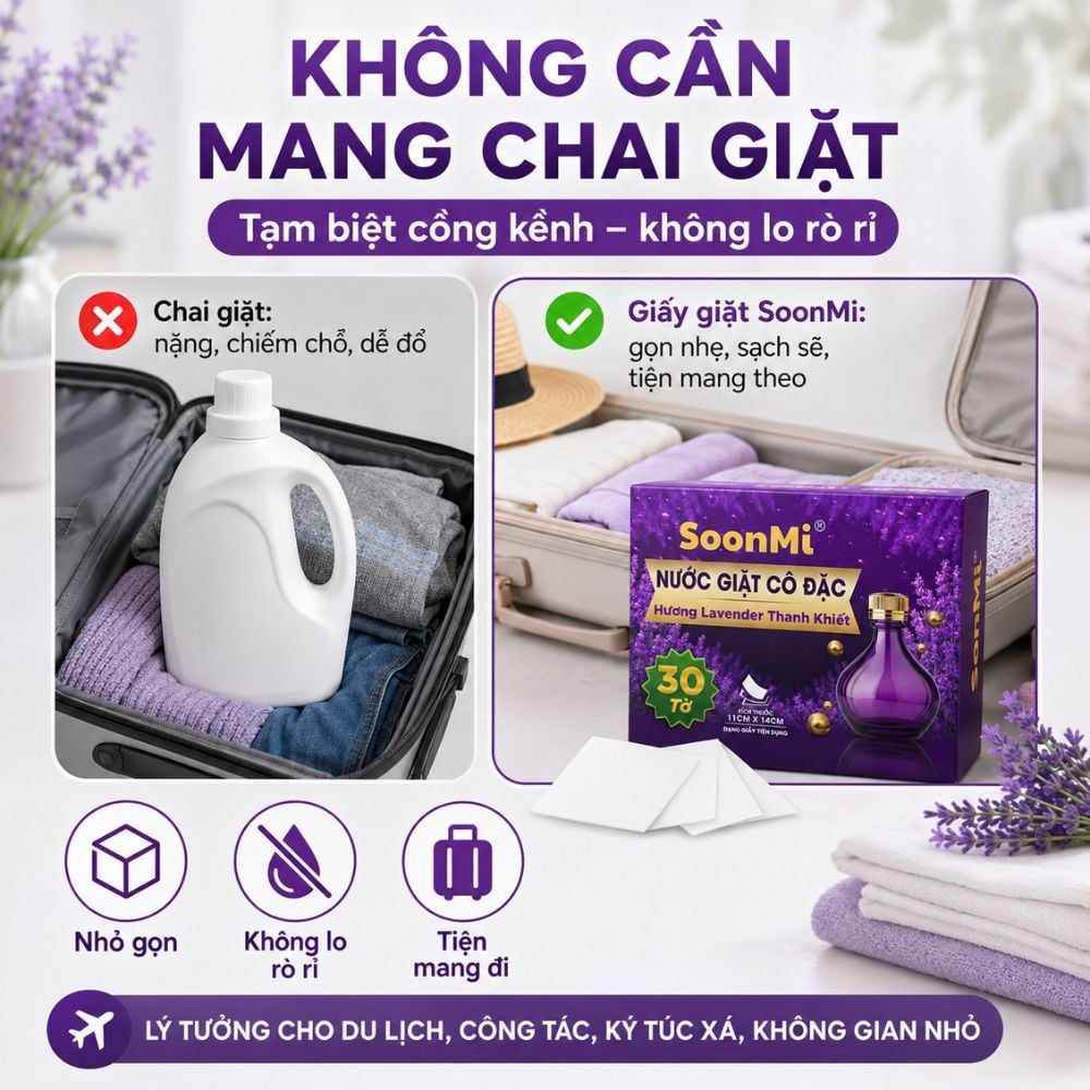 Hình ảnh chi tiết: Nước Giặt Cô Đặc SoonMi Hương Lavender – Công Nghệ Giặt Tẩy Thế Hệ Mới (Hộp 30 Tờ) MK