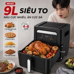 Nồi Chiên Không Dầu Kèm Vỉ Nướng 2-in-1 Mishio MK407: Nâng Tầm Món Ngon, Tiện Lợi Vượt Trội