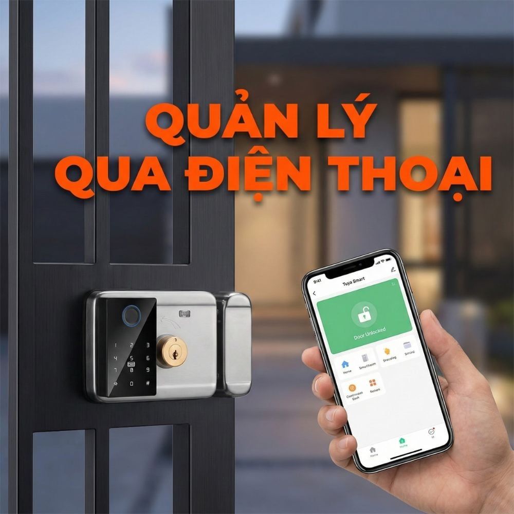 Khóa Cổng Vân Tay Kachi MK46 Cho Cổng Sắt Ngoài Trời (App Tuya) – Giải Pháp An Ninh 
