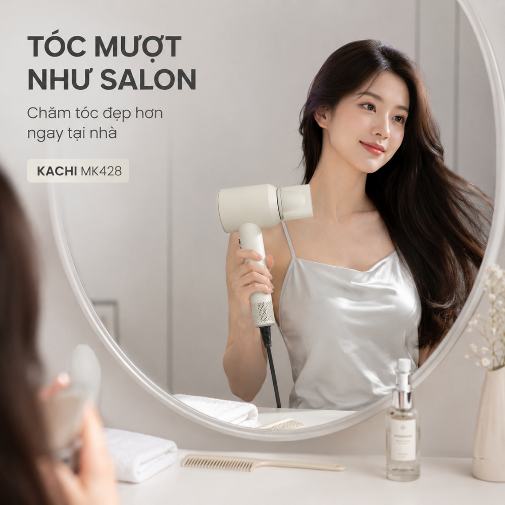 Máy Sấy Tóc Tốc Độ Cao Kachi ION (110.000 vòng/phút) - Sấy Nhanh, Chăm Sóc Tóc Ion Âm, Kiểm Soát Nhiệt NTC