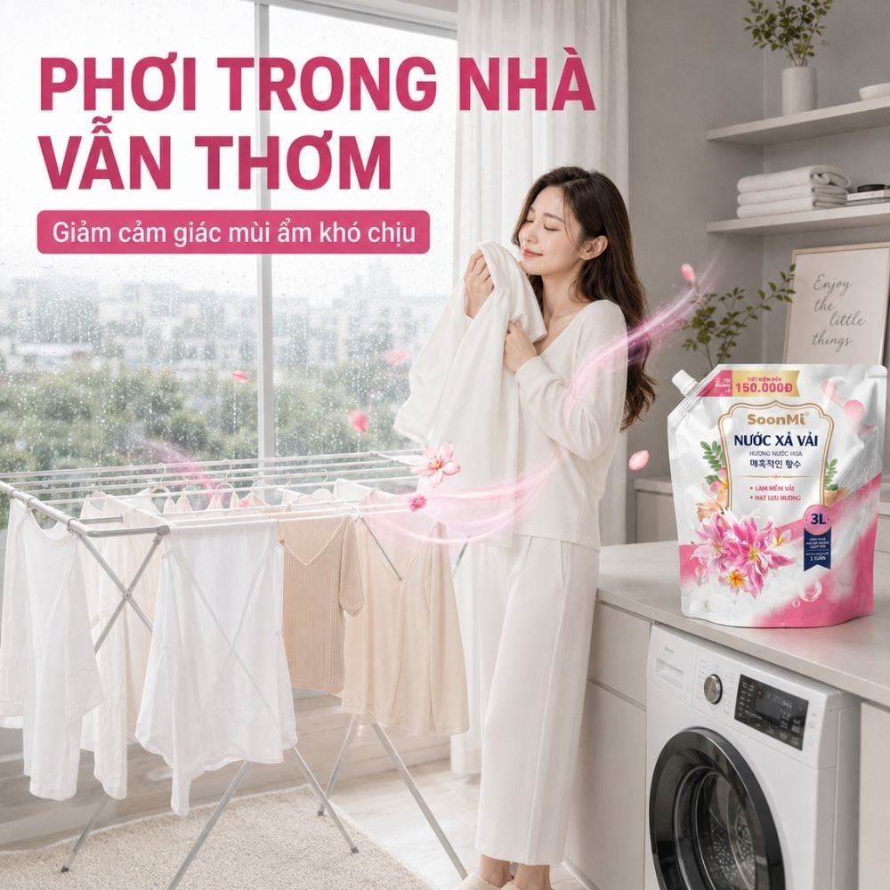 Nước Xả Soonmi 3kg: Bí Quyết Quần Áo Mềm Mại, Ngát Hương Suốt 3 Tuần MK