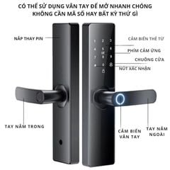 Khóa Cửa Thông Minh Kachi MK40 – Mở Khóa App Tuya + Vân tay + Chìa khóa + Thẻ từ + Mã số