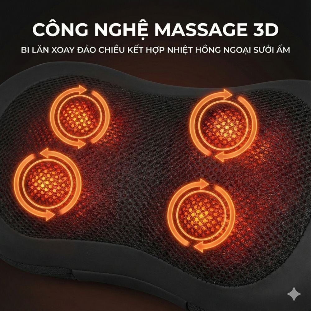 Gối massage không dây Kachi dòng cao cấp MK343 - New