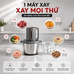 Máy Xay Thực Phẩm Đa Năng Mishio MK444 (2.0L) - Cối Thủy Tinh tặng cối Inox 304 Phân Loại Thực Phẩm Sống Chín