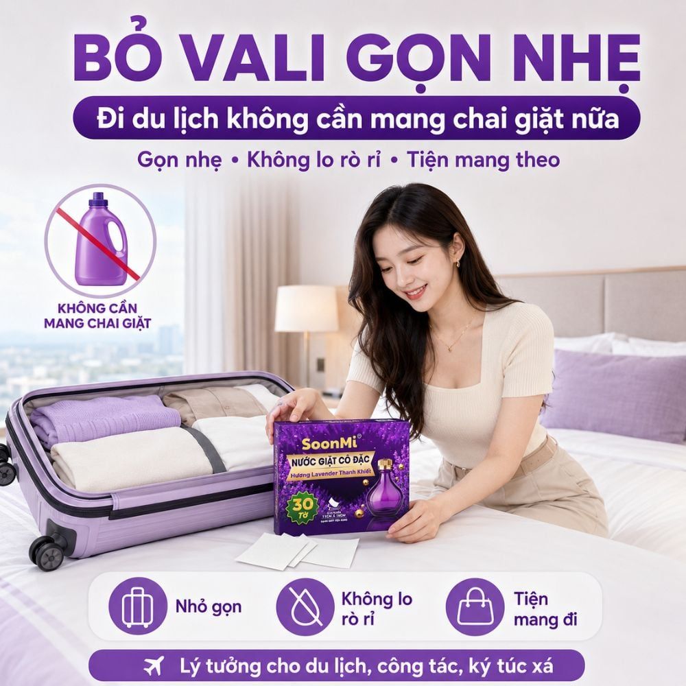 Hình ảnh chi tiết: Nước Giặt Cô Đặc SoonMi Hương Lavender – Công Nghệ Giặt Tẩy Thế Hệ Mới (Hộp 30 Tờ) MK