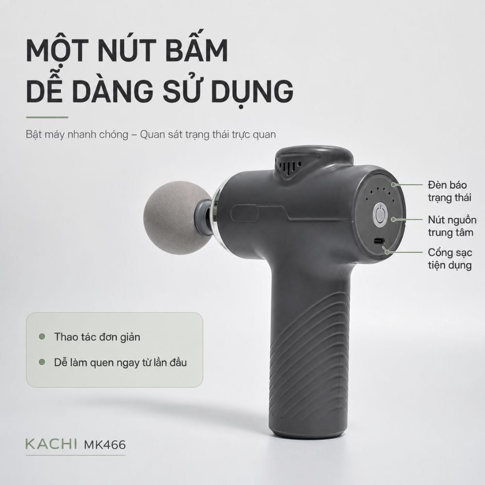 Súng Massage Cầm Tay KACHI MK466 Công Suất 20W - 4 Đầu Massage Giảm Đau Cơ Sâu
