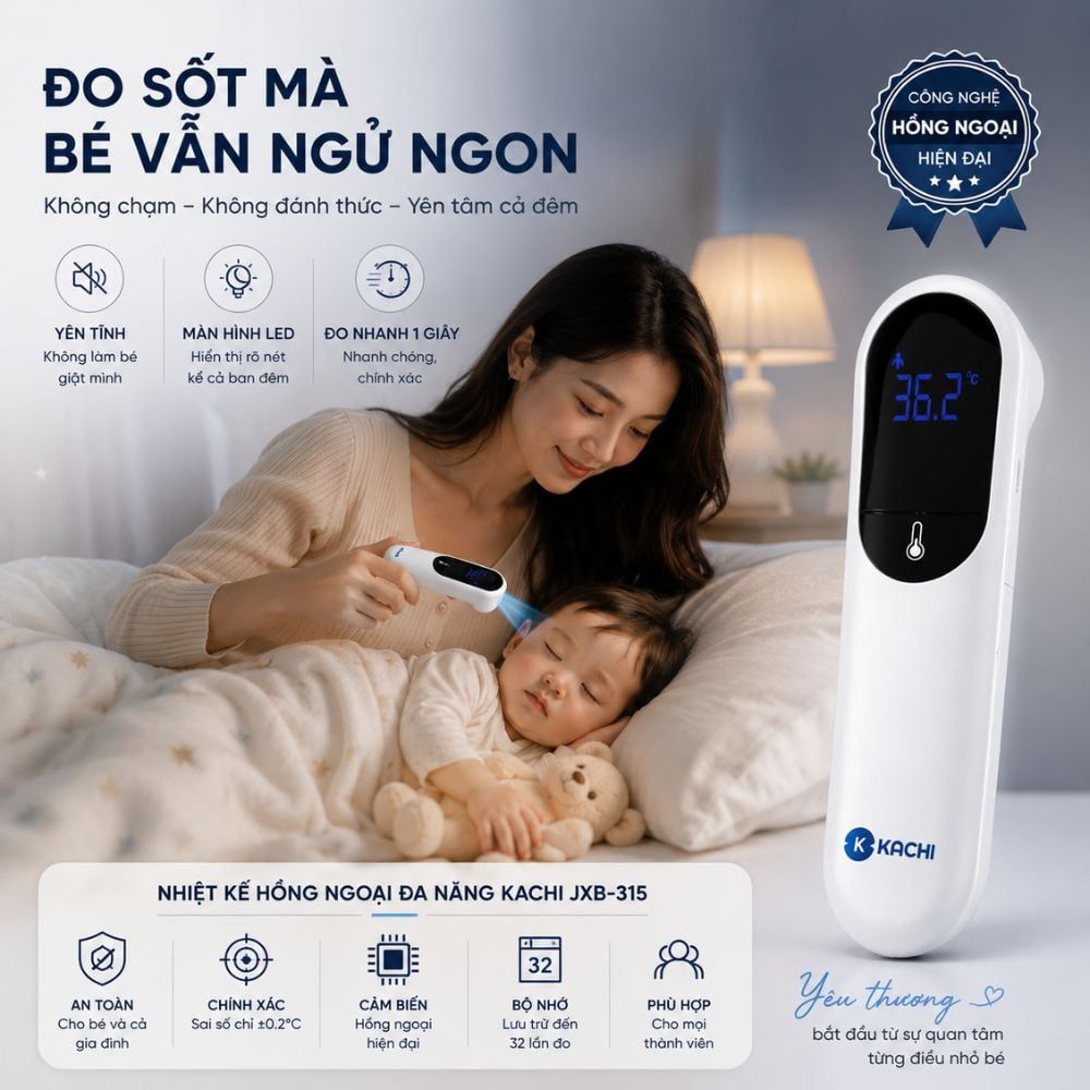 Máy Đo Nhiệt Kế Kachi JXB-315 MK | Đo nhiệt độ cơ thể, nhiệt độ phòng, nhiệt độ bề mặt đồ vật
