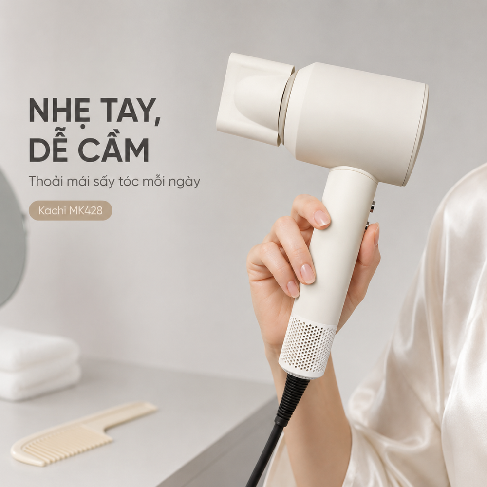 Máy Sấy Tóc Tốc Độ Cao Kachi ION (110.000 vòng/phút) - Sấy Nhanh, Chăm Sóc Tóc Ion Âm, Kiểm Soát Nhiệt NTC