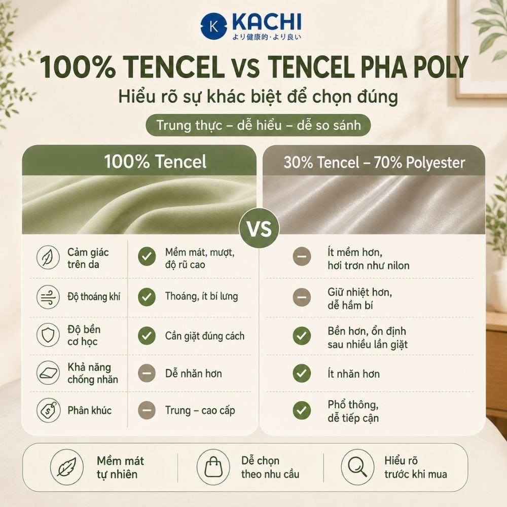 Hình ảnh chi tiết: Bộ Drap Lụa Tencel 100% – Mát Lạnh, Mềm Mịn (Size 1m6/1m8 – Bọc Nệm Dày 20cm) MK445 Kachi