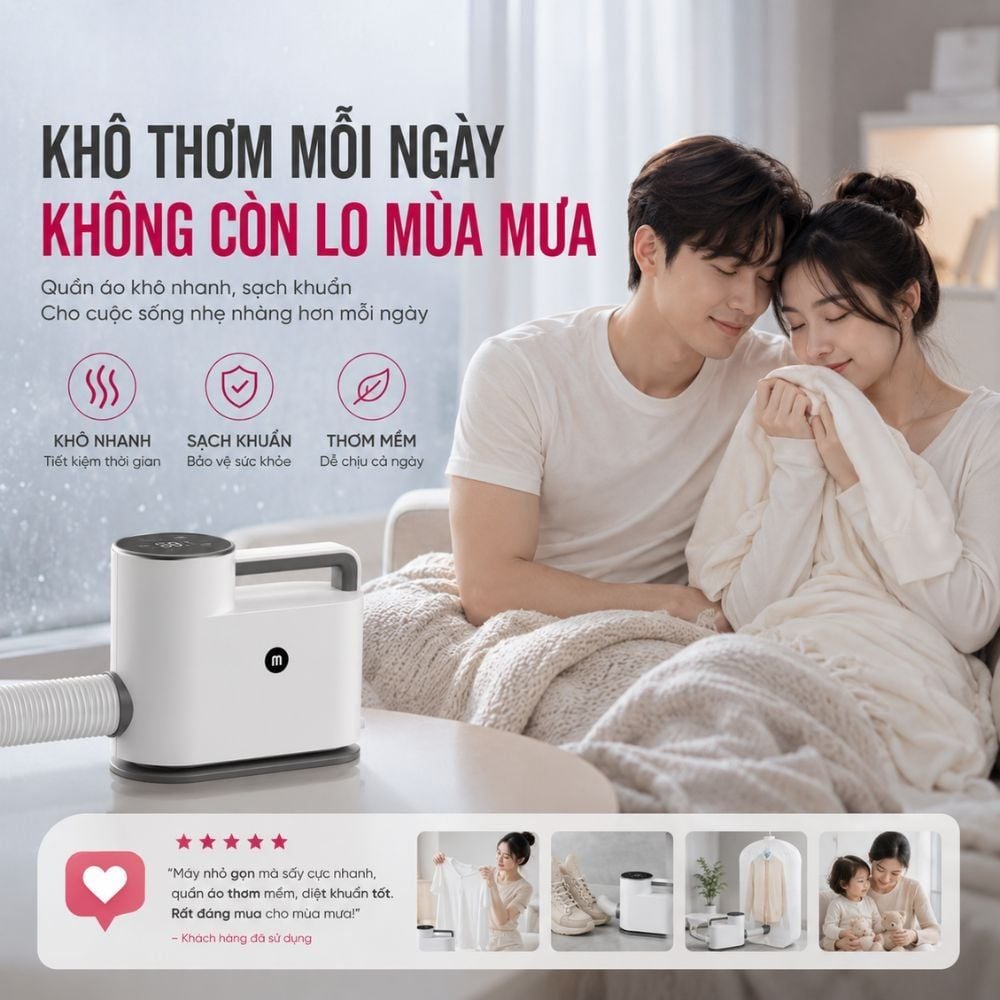 Máy Sấy Quần Áo UV Mishio MK308 – Sấy Khô, Khử Mùi, Hỗ Trợ Khử Khuẩn Cho Cả Gia Đình