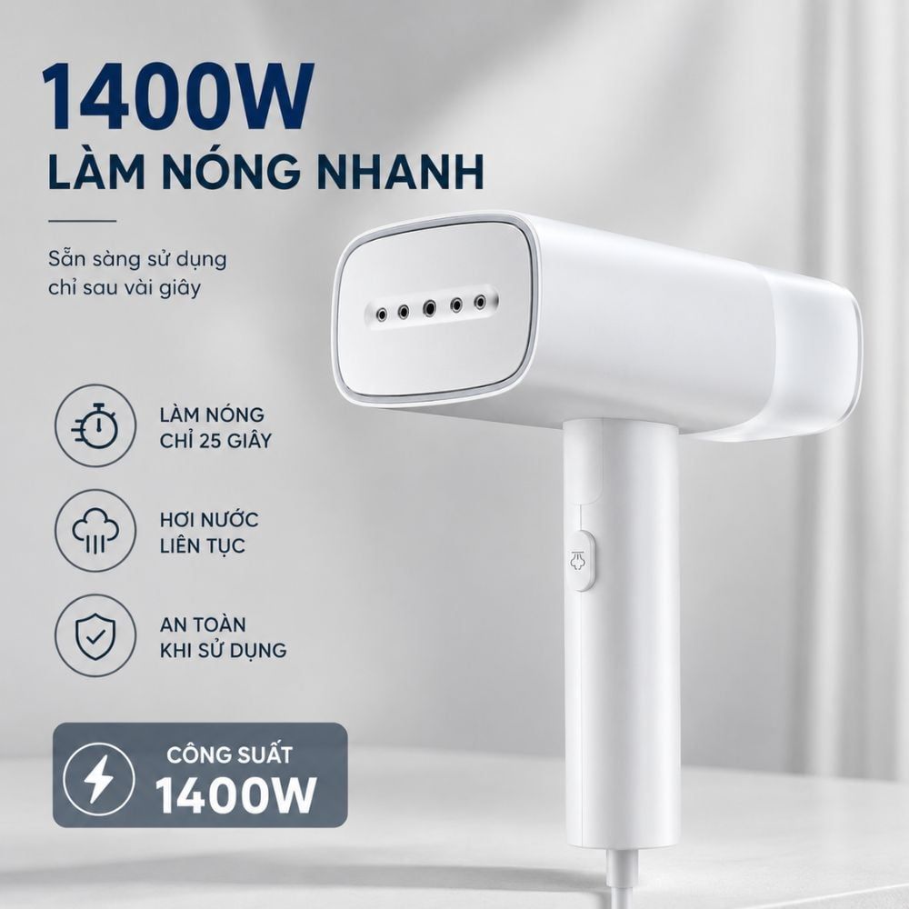 Bàn ủi hơi nước cầm tay Kachi MK464 1400W | Ủi nhanh, nhỏ gọn