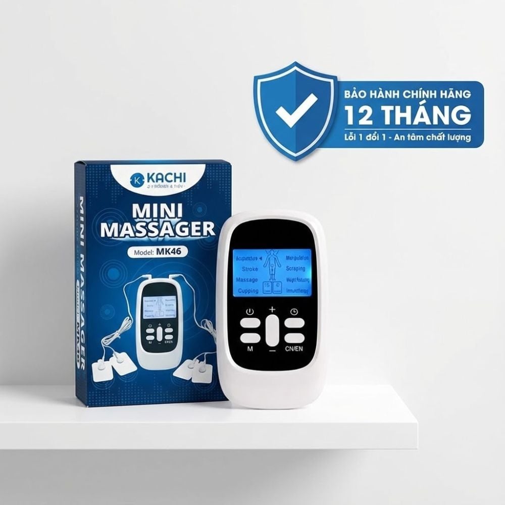 Máy Massage Xung Điện 4 Miếng Dán, 15 Mức Cường Độ, 8 Chế Độ, Giảm Đau Nhức, Tăng Cường Tuần Hoàn Máu Kachi MK46