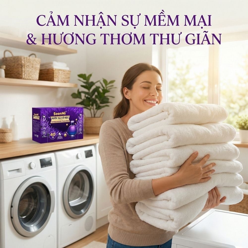 Nước xả cô đặc - Giấy Thơm Quần Áo SoonMi Hương Lavender - Nước Xả Cô Đặc Cho Máy Sấy (Hộp 40 Tờ) MK