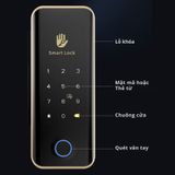  Khóa Cửa Thông Minh Kachi MK45 cho cửa không có khung như cửa kính, cửa gỗ trượt – Mở Khóa App + Vân tay + Chìa khóa + Thẻ từ + Mã số 