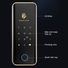 Khóa Cửa Thông Minh Kachi MK45 cho cửa không có khung như cửa kính, cửa gỗ trượt – Mở Khóa App + Vân tay + Chìa khóa + Thẻ từ + Mã số