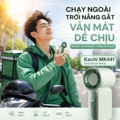 Quạt Cầm Tay Mini Kachi MK441 - Pin Khủng 3000mAh, Màn Hình LED Hiển Thị, 6 Cấp Độ Gió (Bảo Hành 18 Tháng)