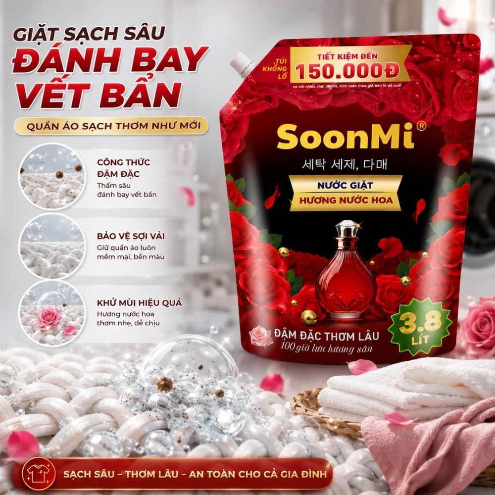 Hình ảnh chi tiết: Nước giặt hương nước hoa Soonmi túi lớn 4KG – Dung tích 3.8L MK